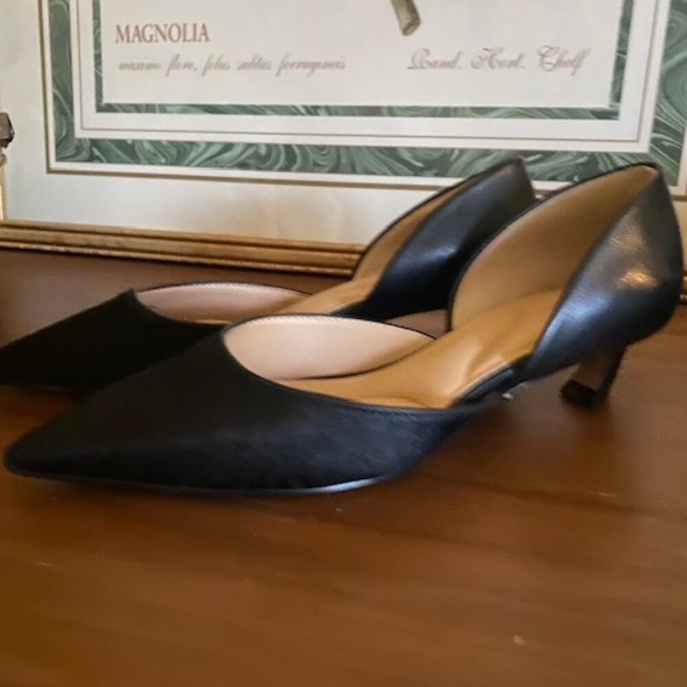 NEW Gianni Bini Black Haircalf Kitten Heels Pointed toe Size 6